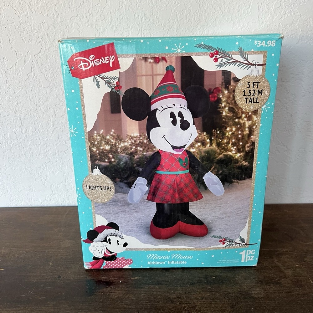 Disney Minnie Mouse 5 ft Airblown Inflatable‎ Christmas Yard Decoration Light Up
